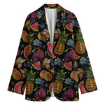 Embroidery Tropical Pattern Print Women's Cotton Blazer