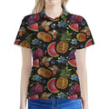 Embroidery Tropical Pattern Print Women's Polo Shirt