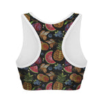 Embroidery Tropical Pattern Print Women's Sports Bra