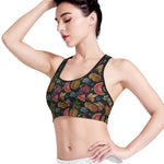 Embroidery Tropical Pattern Print Women's Sports Bra