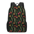 Embroidery Tulip Pattern Print 17 Inch Backpack