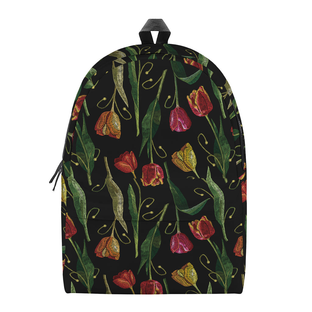 Embroidery Tulip Pattern Print Backpack