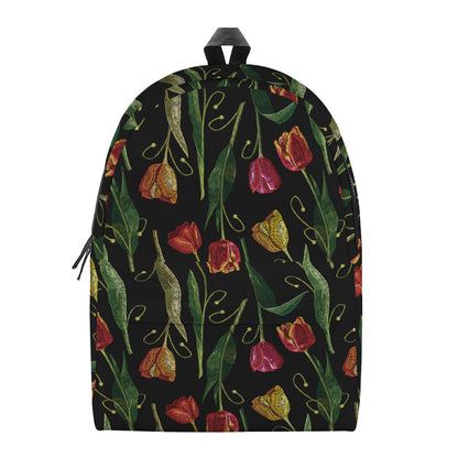 Embroidery Tulip Pattern Print Backpack