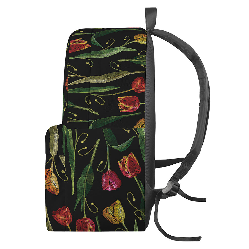 Embroidery Tulip Pattern Print Backpack