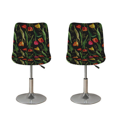 Embroidery Tulip Pattern Print Bar Stool Covers