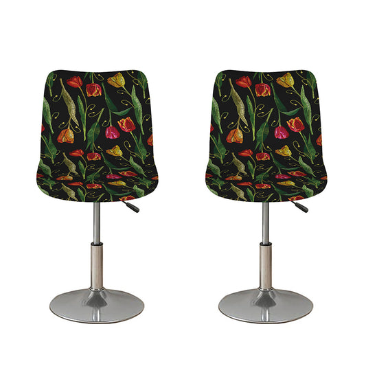 Embroidery Tulip Pattern Print Bar Stool Covers