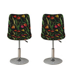 Embroidery Tulip Pattern Print Bar Stool Covers