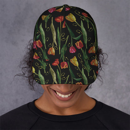 Embroidery Tulip Pattern Print Baseball Cap