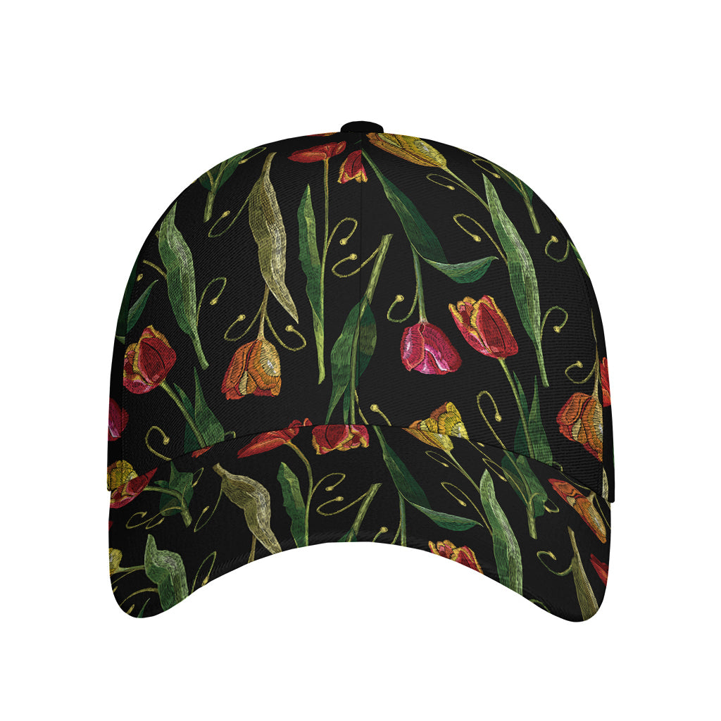 Embroidery Tulip Pattern Print Baseball Cap