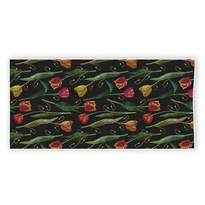 Embroidery Tulip Pattern Print Beach Towel