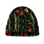 Embroidery Tulip Pattern Print Beanie