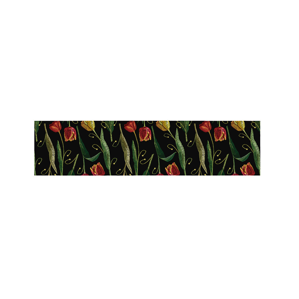 Embroidery Tulip Pattern Print Bed Runner