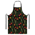Embroidery Tulip Pattern Print Bib Apron With Pocket