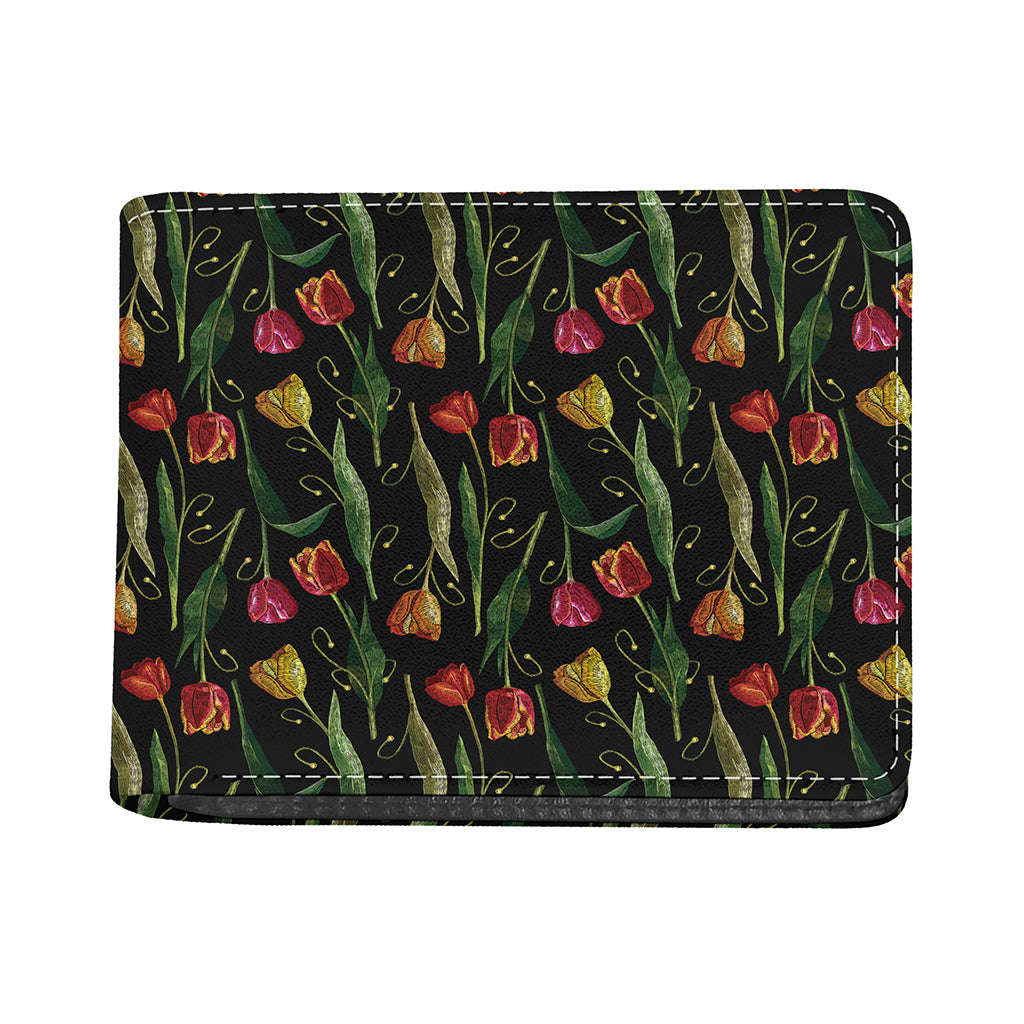 Embroidery Tulip Pattern Print Bifold Wallet