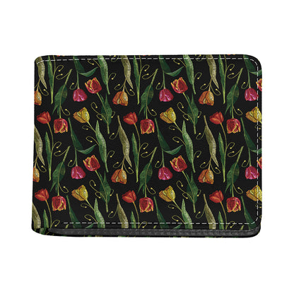 Embroidery Tulip Pattern Print Bifold Wallet