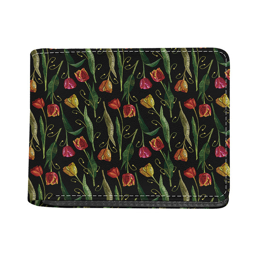 Embroidery Tulip Pattern Print Bifold Wallet