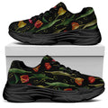 Embroidery Tulip Pattern Print Black Chunky Shoes