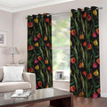 Embroidery Tulip Pattern Print Dimout Grommet Curtains