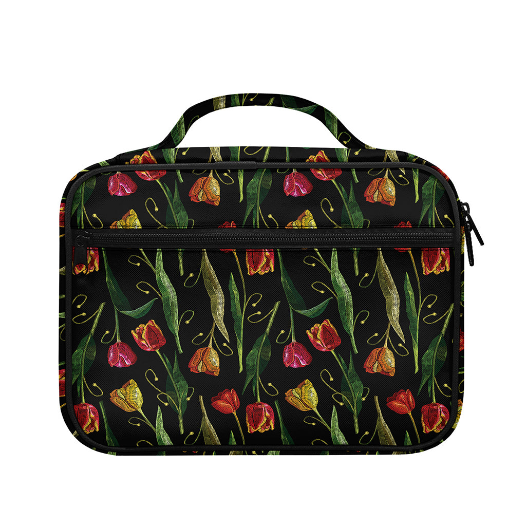 Embroidery Tulip Pattern Print Briefcase Bible Bag