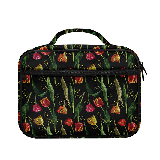Embroidery Tulip Pattern Print Briefcase Bible Bag