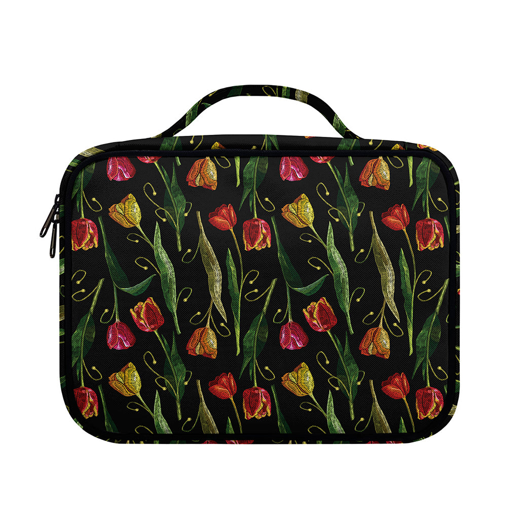 Embroidery Tulip Pattern Print Briefcase Bible Bag