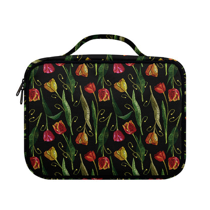 Embroidery Tulip Pattern Print Briefcase Bible Bag