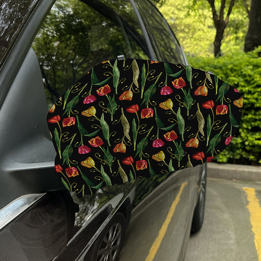 Embroidery Tulip Pattern Print Car Side Mirror Covers
