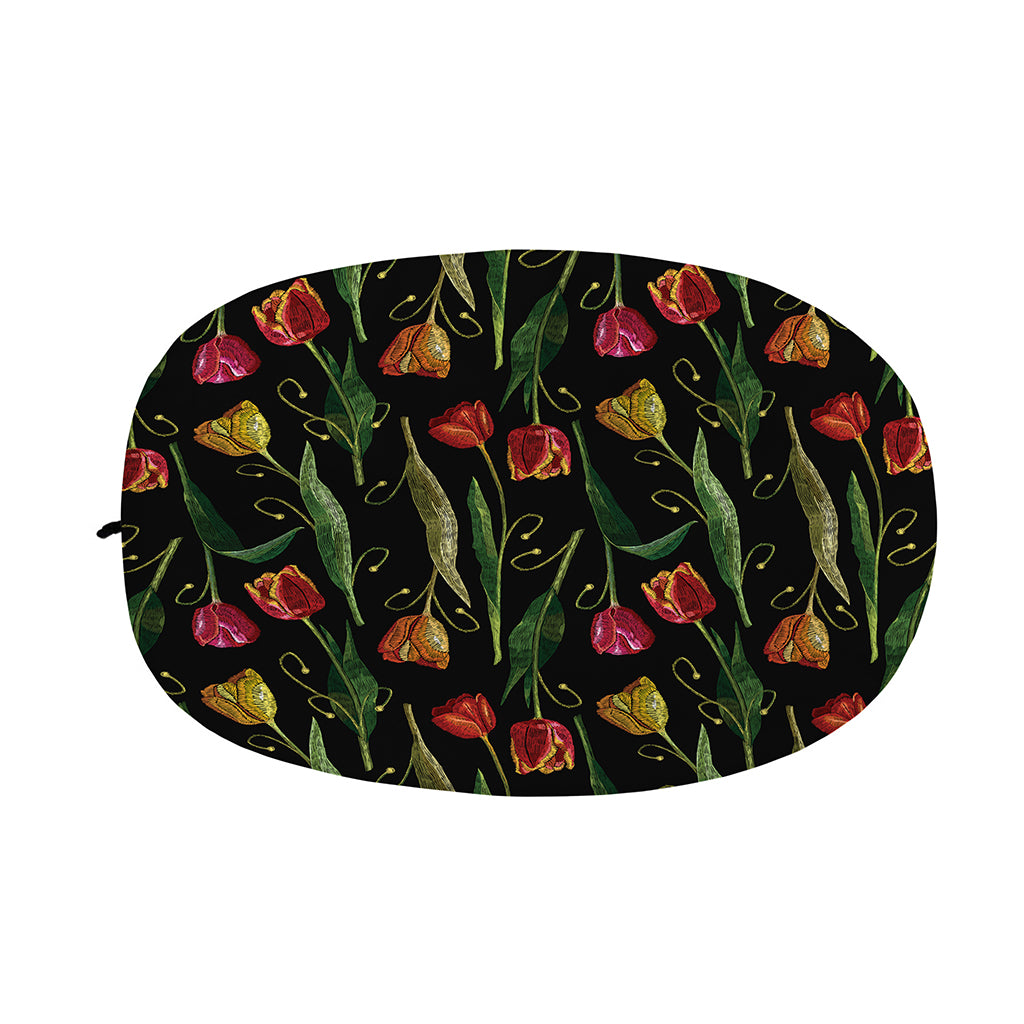Embroidery Tulip Pattern Print Car Side Mirror Covers