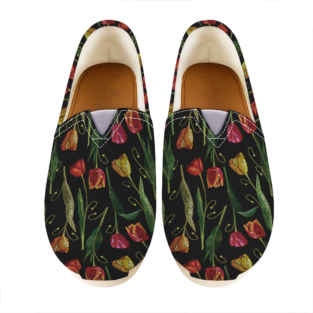 Embroidery Tulip Pattern Print Casual Shoes