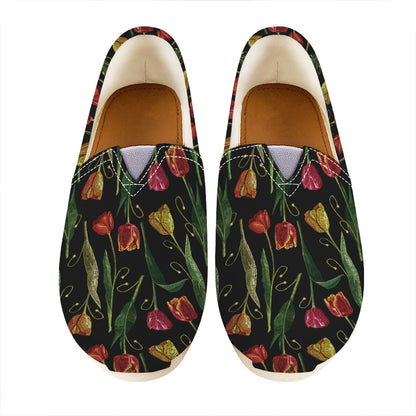 Embroidery Tulip Pattern Print Casual Shoes