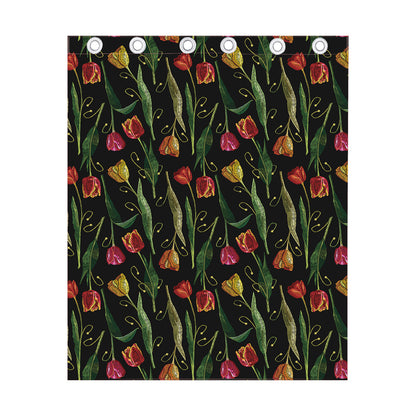 Embroidery Tulip Pattern Print Curtain