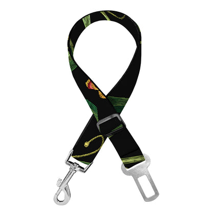 Embroidery Tulip Pattern Print Dog Seat Belt