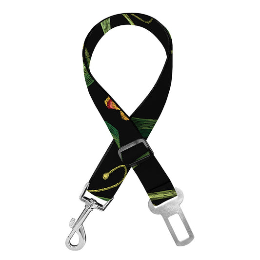 Embroidery Tulip Pattern Print Dog Seat Belt