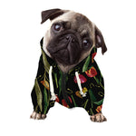 Embroidery Tulip Pattern Print Dog Zip Up Hoodie
