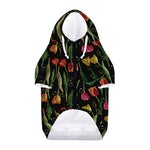 Embroidery Tulip Pattern Print Dog Zip Up Hoodie