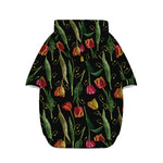 Embroidery Tulip Pattern Print Dog Zip Up Hoodie