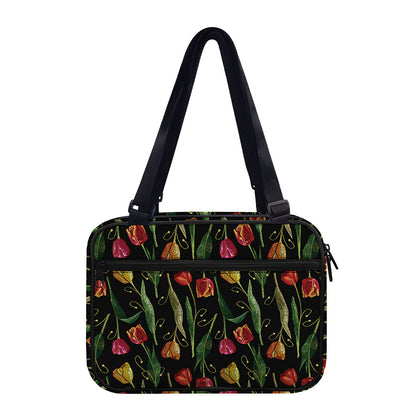 Embroidery Tulip Pattern Print Double Strap Bible Bag