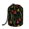 Embroidery Tulip Pattern Print Drawstring Makeup Bag