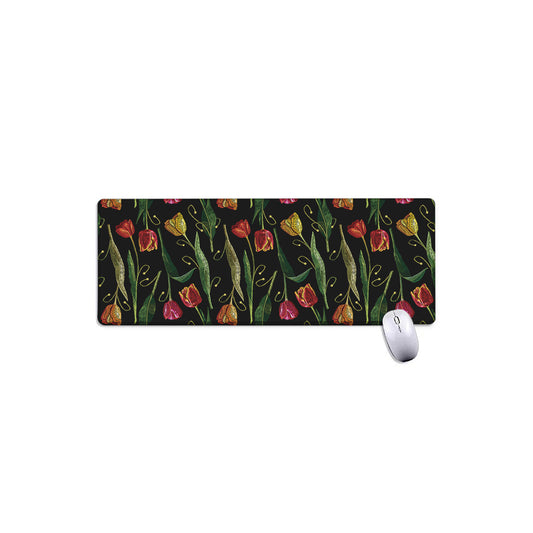 Embroidery Tulip Pattern Print Extended Mouse Pad