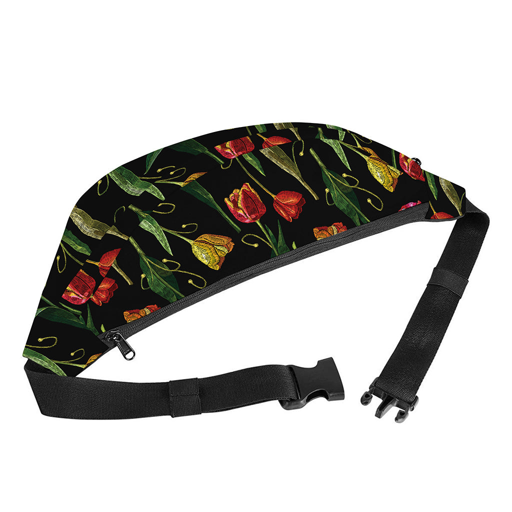 Embroidery Tulip Pattern Print Fanny Pack
