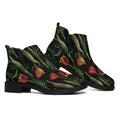 Embroidery Tulip Pattern Print Flat Ankle Boots