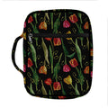 Embroidery Tulip Pattern Print Front Pocket Bible Bag