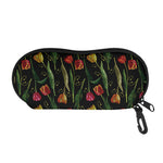 Embroidery Tulip Pattern Print Glasses Case