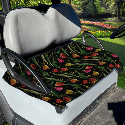 Embroidery Tulip Pattern Print Golf Cart Seat Cover