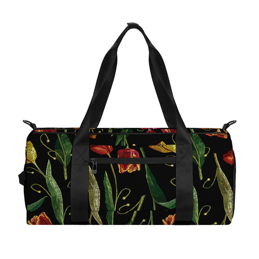Embroidery Tulip Pattern Print Gym Bag