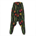 Embroidery Tulip Pattern Print Hammer Pants