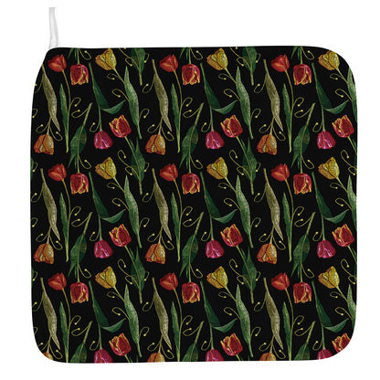 Embroidery Tulip Pattern Print Hand Towel