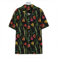 Embroidery Tulip Pattern Print Hawaiian Shirt