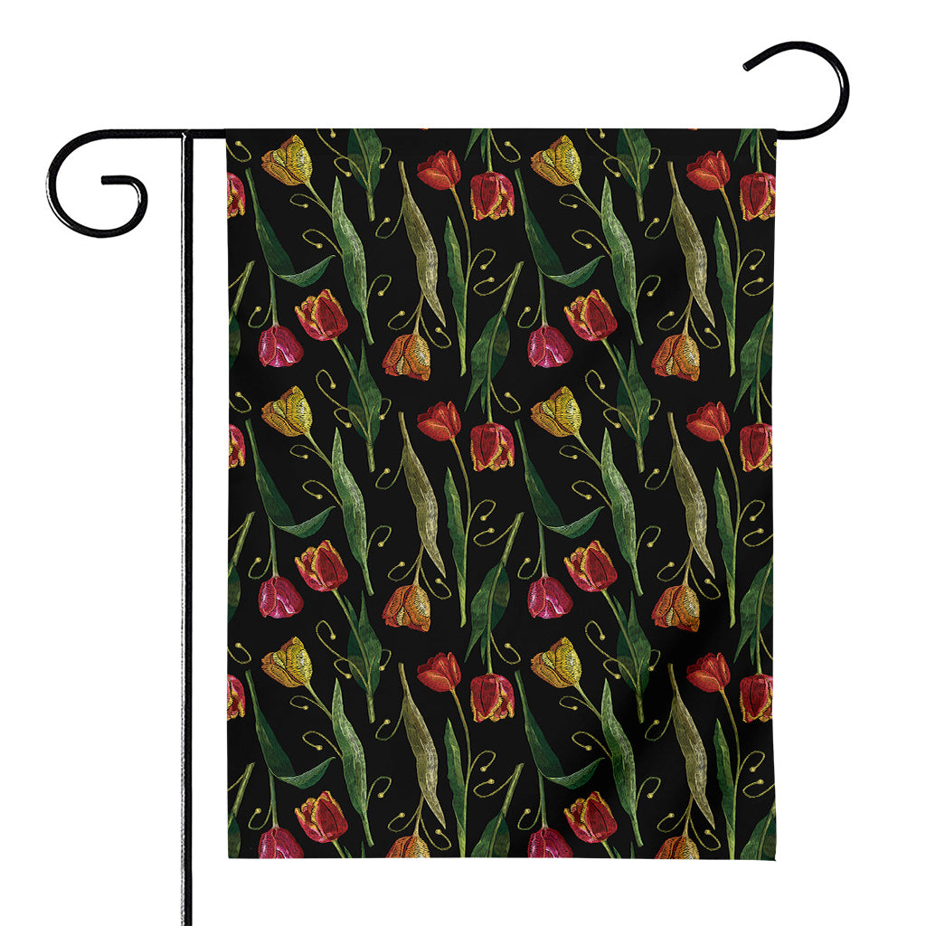 Embroidery Tulip Pattern Print House Flag