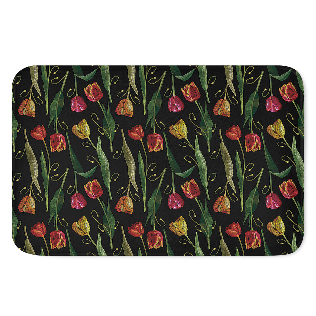 Embroidery Tulip Pattern Print Indoor Door Mat